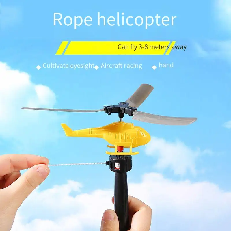 

New Aviation Model Pull Wires Helicopters Fly Freedom Drawstring Mini Plane Hand Pull Helicopters Kids Educational Outdoor Toys