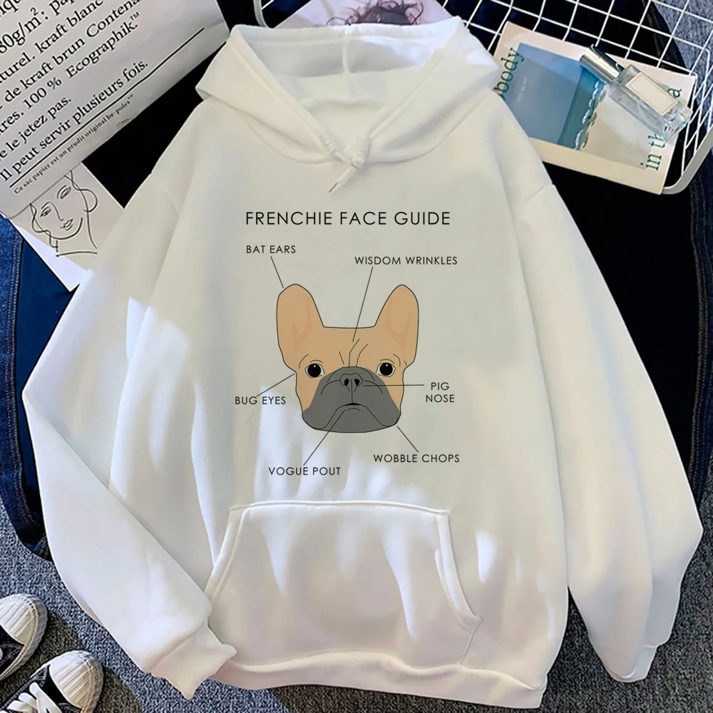 

French Bulldog hoodies women 2023 vintage anime 90s Pullover hoddies female harajuku Hooded Shirt