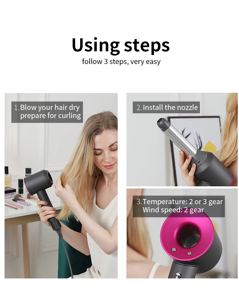 Description Picture 3 of itemHair Dryer Curling Attachment 40mm Automatic Curling Nozzle For Dyson Supersonic Hair Dryer Accessories Air Styler Cylinder Comb