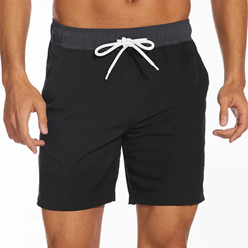 Summer Men's Fashion Vacation Beach Pants Breathable Drawstring Elastic Sports Shorts Loose Running Fitness Cropped Pants