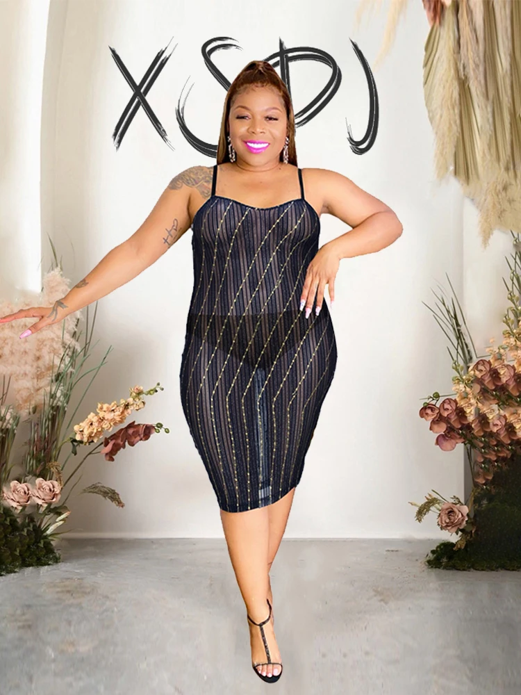 

Sexy Short Tight Woman Dresses Sleeveless Bodycon Dress Transparent Dress Party Night Plus Size Clothes Wholesale Dropshipping