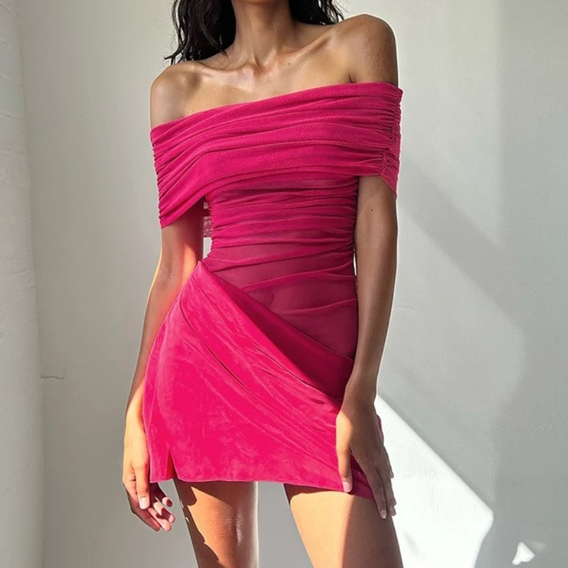 Mesh Patchwork Fashion Women's MIni Dress See-Through High Waist Slim  Backless Elegant Party Vestidos Female Summer Dresses 2025 - AliExpress