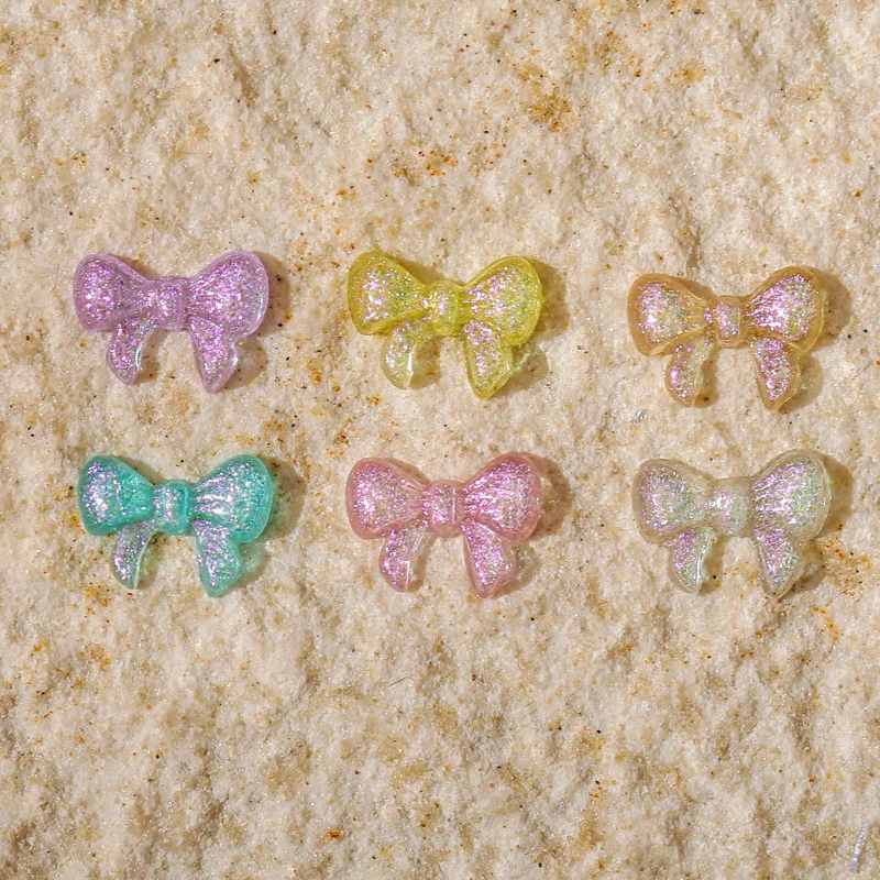 

50pcs/pack Bow tie illusion AB three-dimensional bow tie mini cute silver pink Nail Art Decoration Manicure DIY Accessories