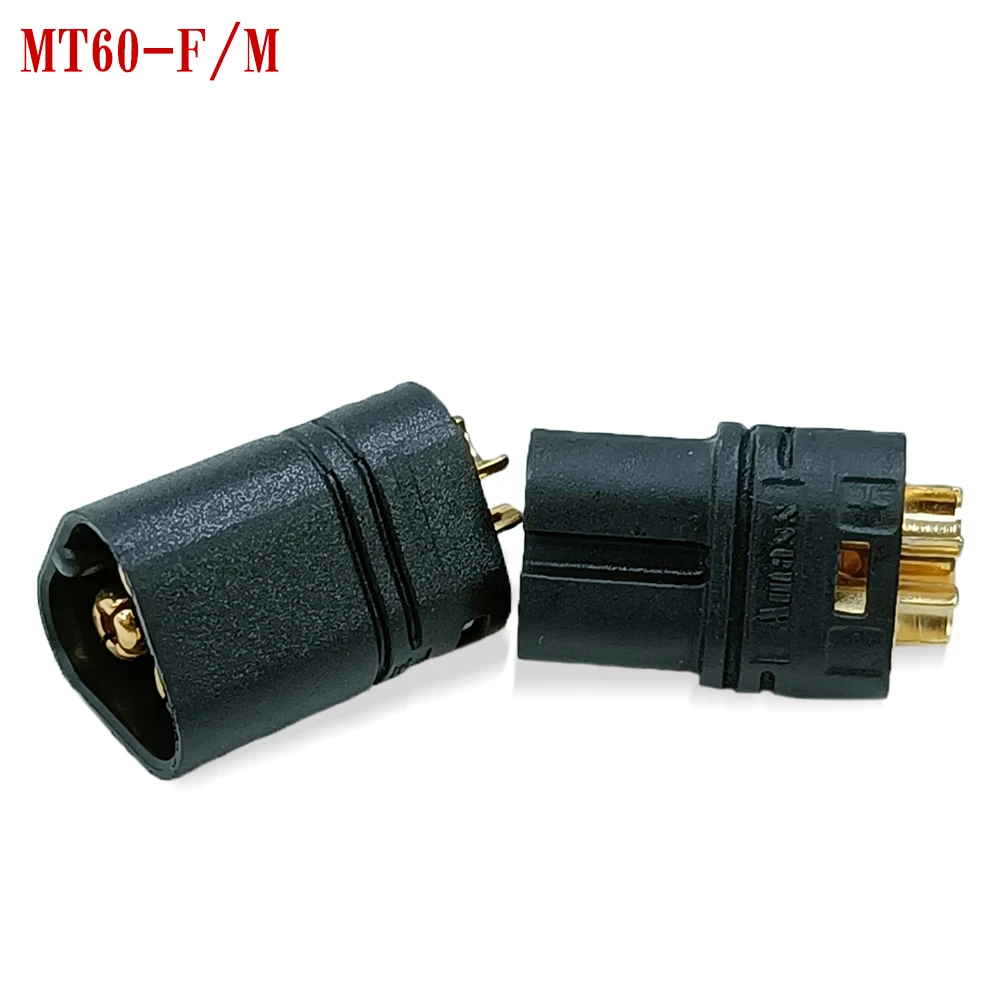 Amass MT60 블랙 암컷 플러그 커넥터, RC 리모컨 장난감 비행기용 시스 세트 포함, 3.5mm, 10 쌍, 20 쌍, 50 쌍