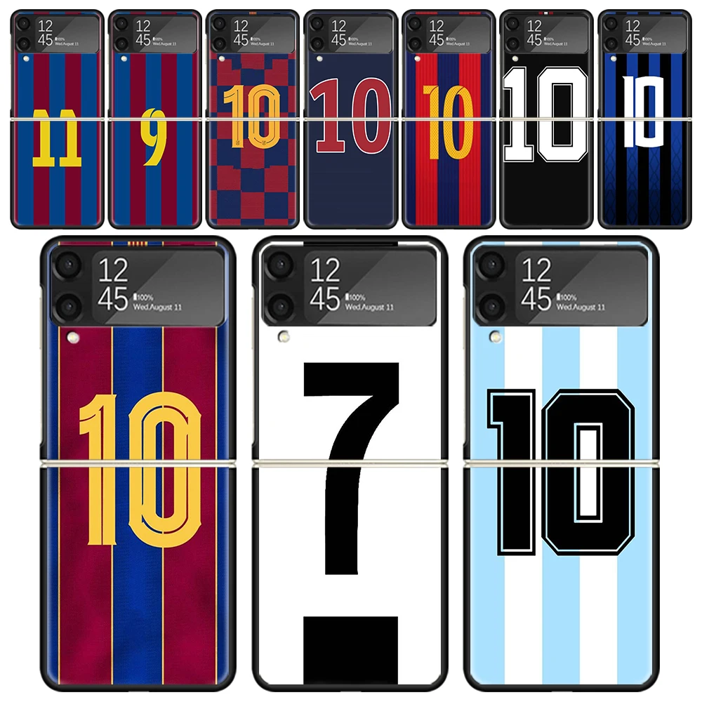 Calcio Numero 7 10 30 Custodia Rigida Antiurto Per Samsung Galaxy Z Flip 4 3 5G Cover Per Telefono Z Flip3 Flip4 Black Fundas Matte Shell