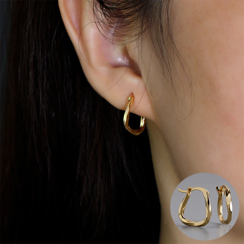 

100% 925 Sterling Silver Geometric Earring for Women Girl Simple Irregular Smooth Design Jewelry Birthday Gift Dropshipping