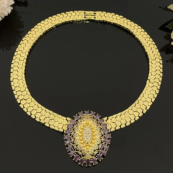 Premium Zircon Copper Plated Jewelry Set ，4Pcs Xmas Gifts Necklace Earrings for Her, Luxury Anniversary Birthday Gift 2