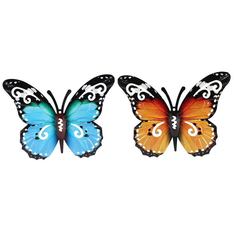 Hot Yo-2 Pcs Outdoor Large Metal Butterfly Garden Decorations Outdoor Wall Art Farfalla In Metallo Per Recinzioni Esterne Capannoni Pareti