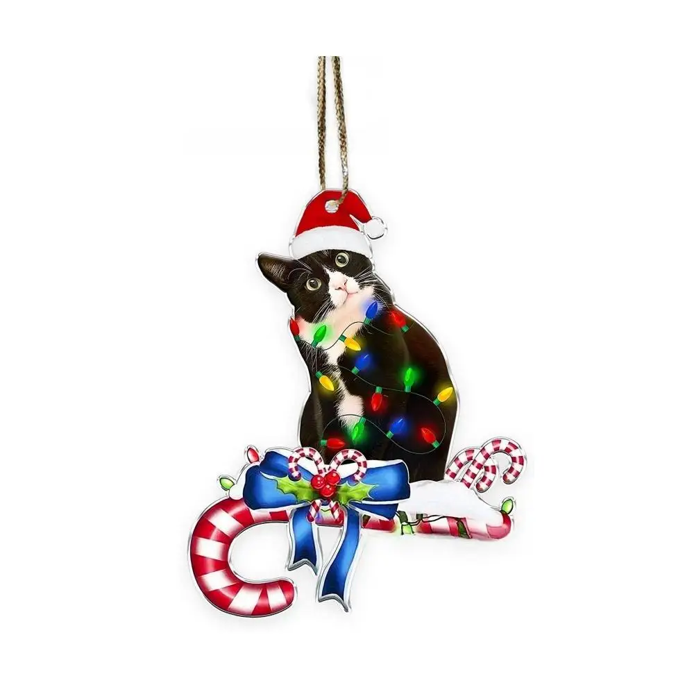 Acrylic Pet-Themed Christmas Tree Hanging Ornament - Festive 2D Design