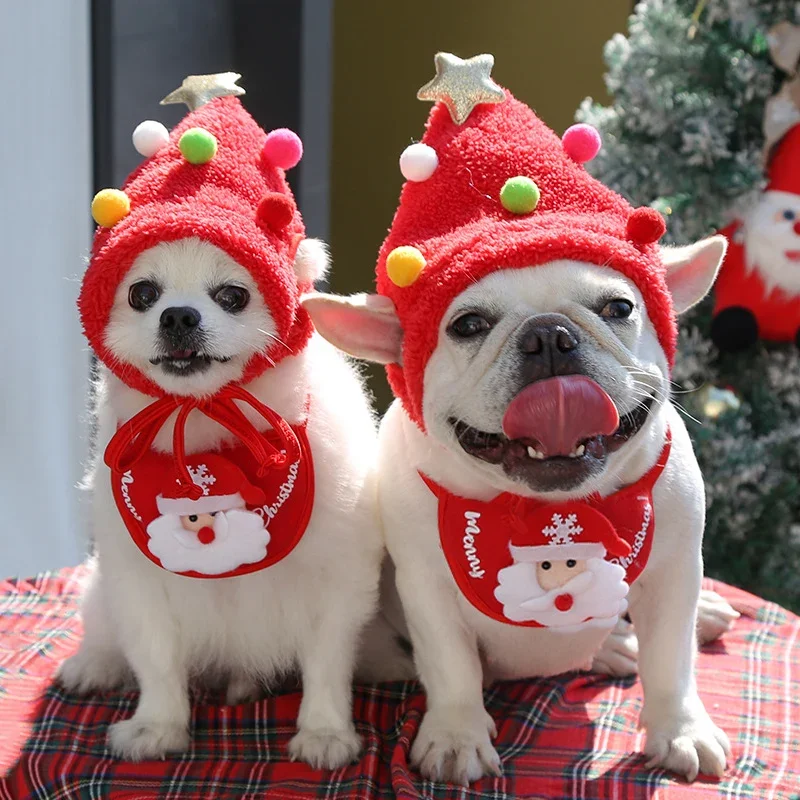 Christmas Pet Hat & Drool Bib Santa Reindeer Dressing Up Costume  Accessories for Small Dogs Cats Festival Cosplay Photo Props - AliExpress 15