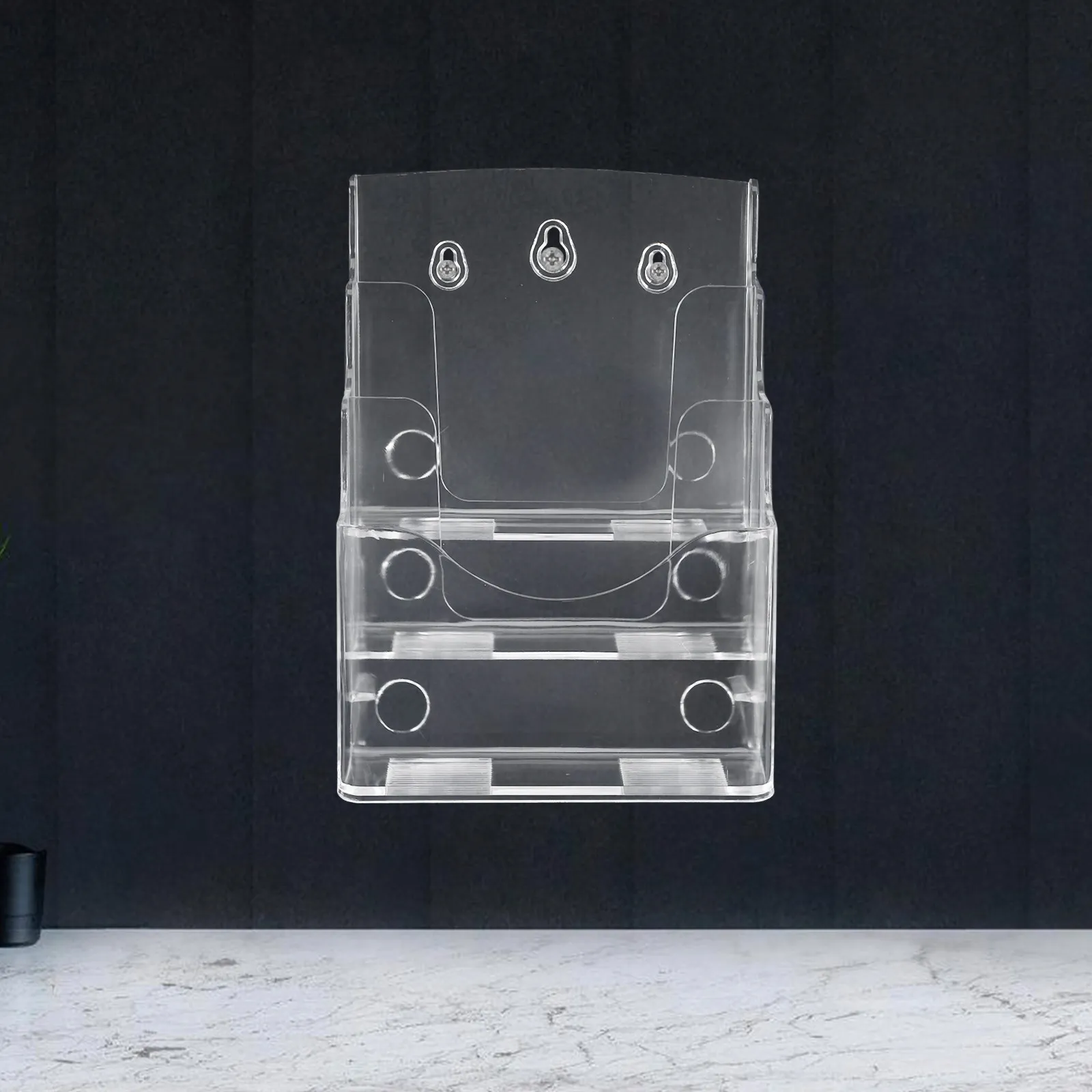 2Pcs 아크릴 브로셔 홀더 투명 전단지 디스플레이 스탠드 사무실 홈 뱅크용 경량 휴대용 문서 정리함