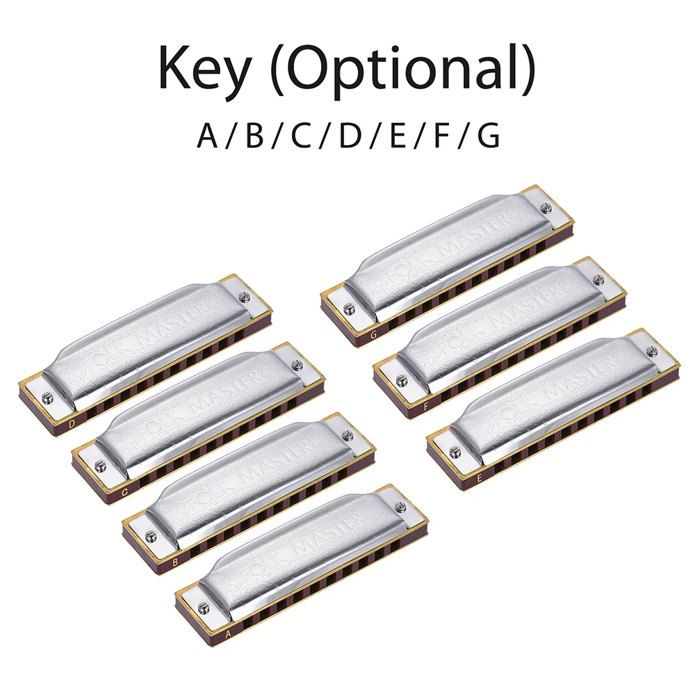 SUZUKI Folkmaster Blues Harmonica Standard Key of C A B E F G Key 10-Hole 20 Tones Diatonic Blues Gaita Harmonica For Beginner diatonic harmonica