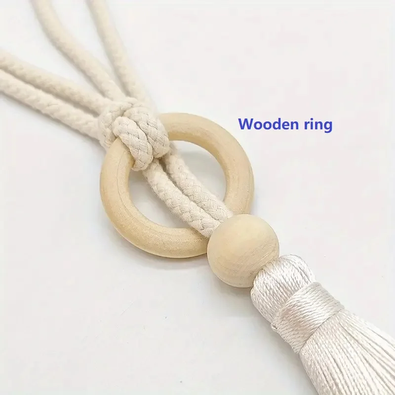 Cotton cord curtain tie fringe adjustable hand woven log loop curtain buckle strap 2pcs