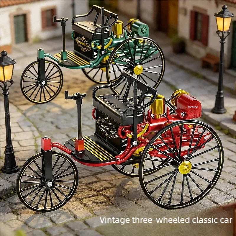 Alloy Retro Tricycle Toy Car Model Classic Simulation Vehicle DIY Assembly Model Rotatable Toy For Children Gift Collection - 2