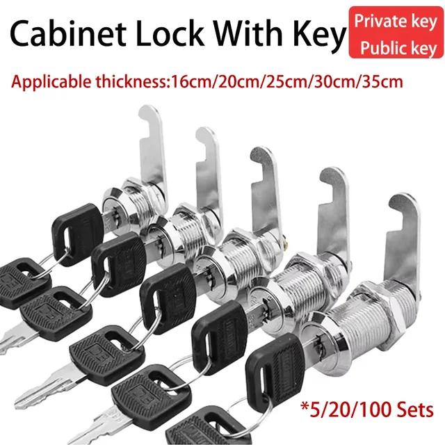5/20/100Sets Security Lock Metal Cylinder Cabinet Locker Cam Lock With Keys Security Mailbox Lock Drawer 16MM/20MM/25MM/30MM 1