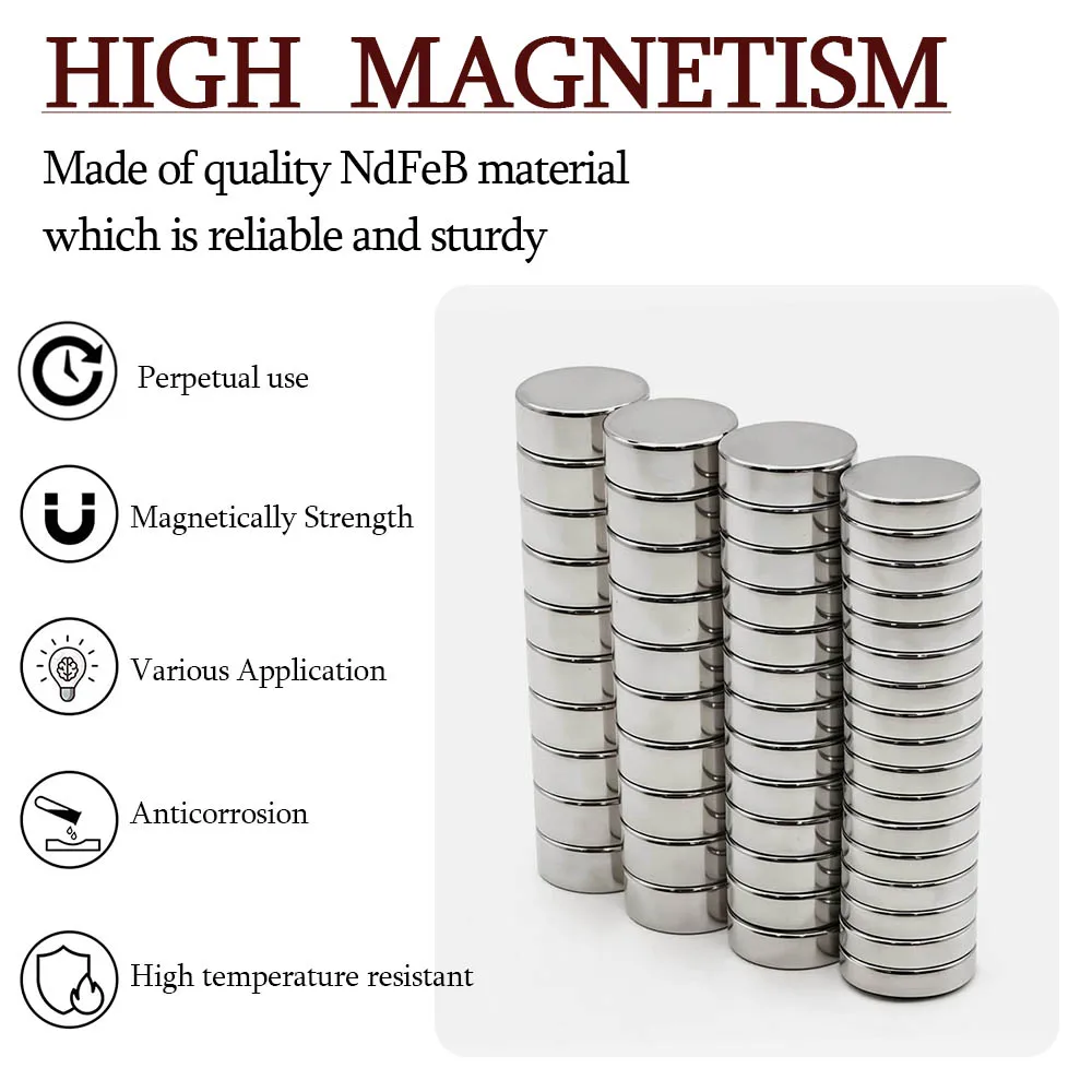 Superstarker runder Neodym-Magnet, leistungsstarke Magnete, N35, kleiner Permanentmagnet, NdfeB-Kühlschrankmagnet, 12 x 1, 12 x 2, 12 x 3, 12 x 5 – Detail 2
