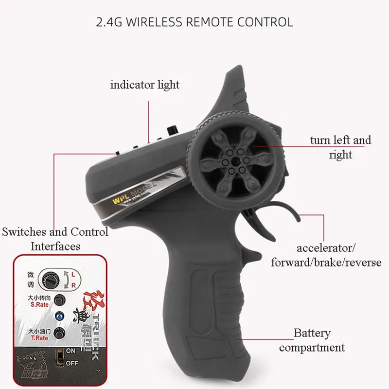 WPL D12 1:10 RC Car Toy Simulation Climbing Car Van LED Light City Vehicle Boy Children Electric Toy Gift 3