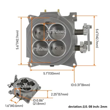 CNC Billet 1000CFM 4150 Flange Carburetor Throttle Body 1.75" Core 4 Barrel Silver/Black