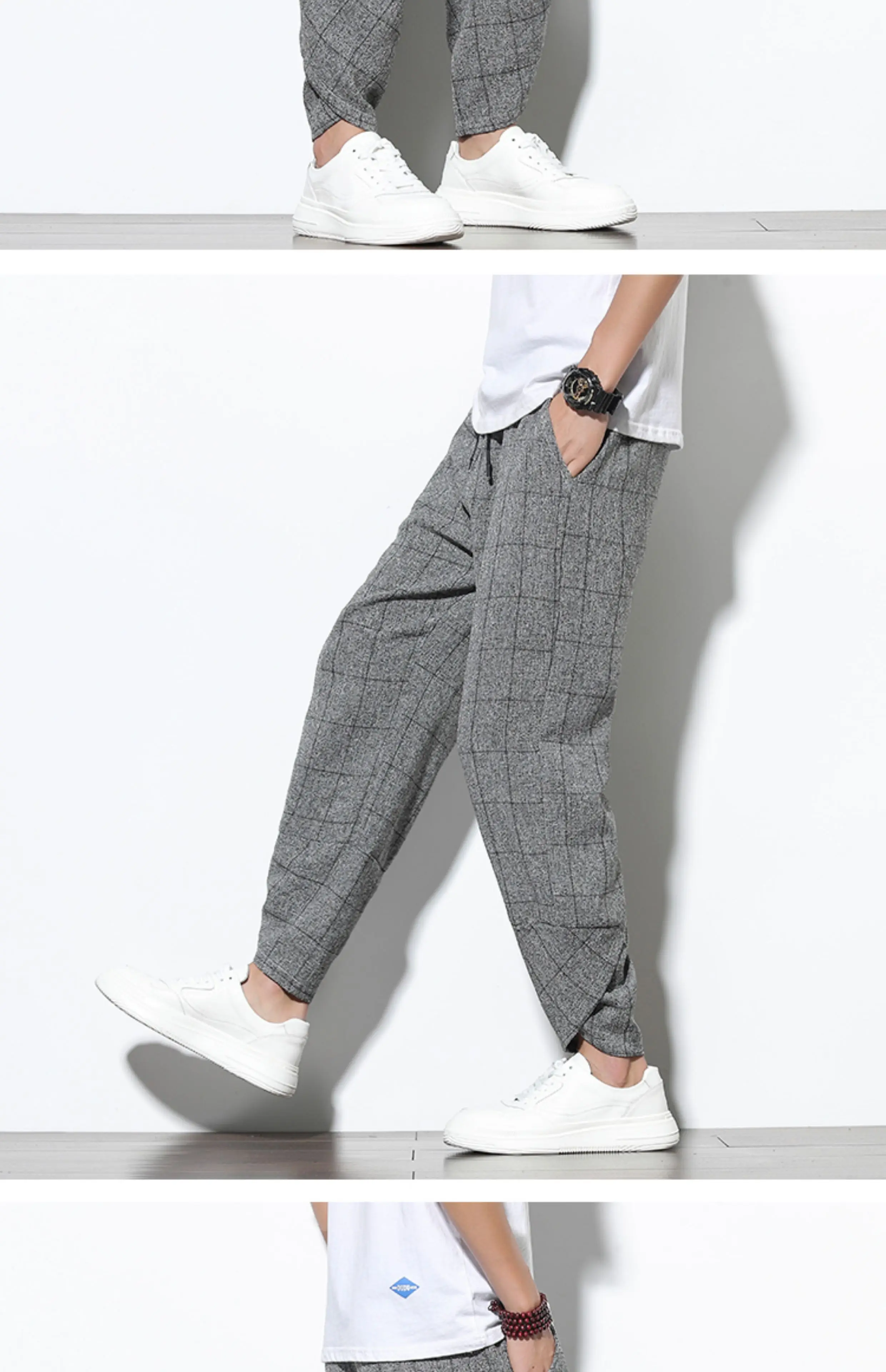 Pants Men jogginhose herren gym Hosen Herren Frühling und Sommer trend ige lose Harlan Hosen chinesischen Stil Retro Plaid Freizeit hose – Detail 6