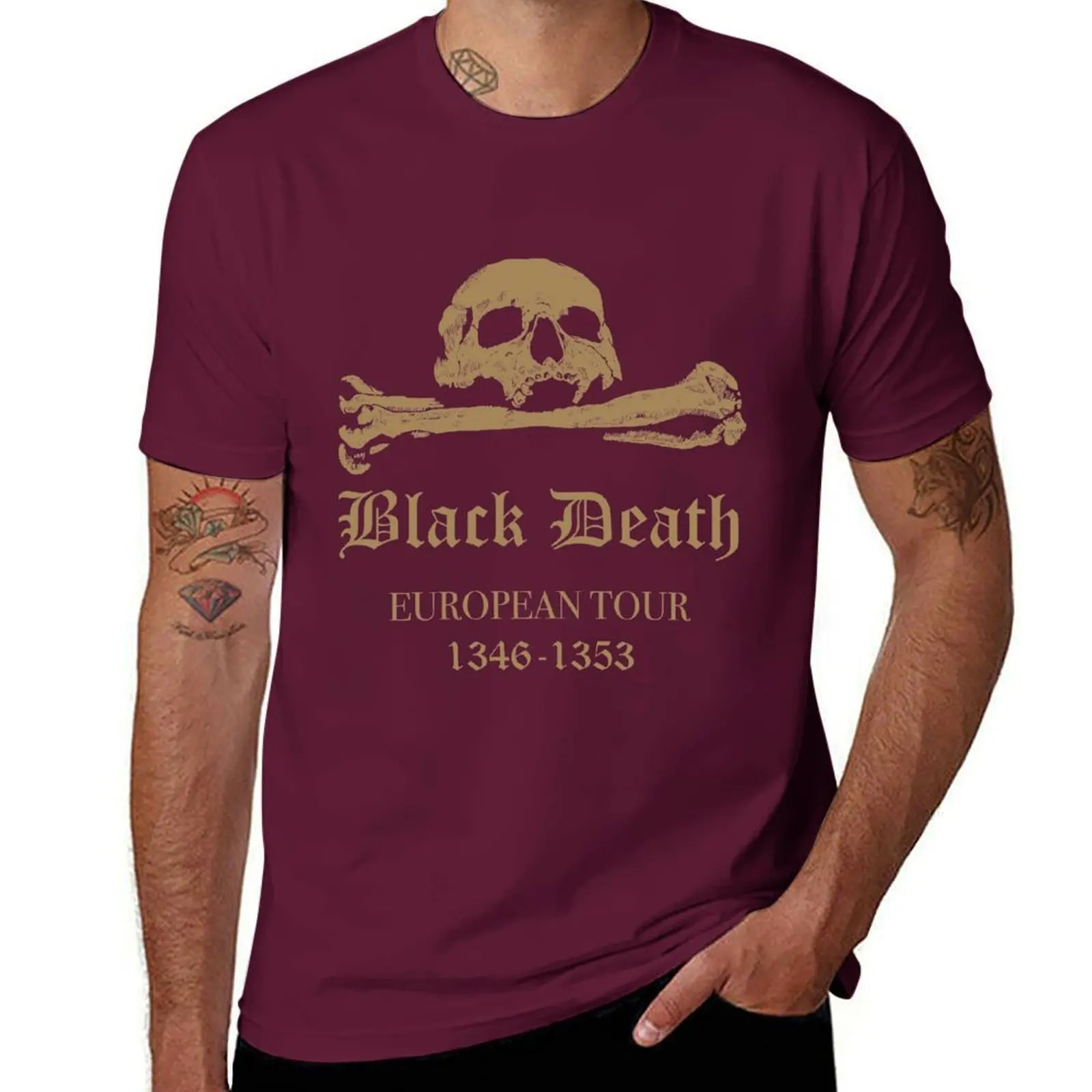 European Tour Custom Design Black T-Shirt - Men's Plus Size Slim Fit