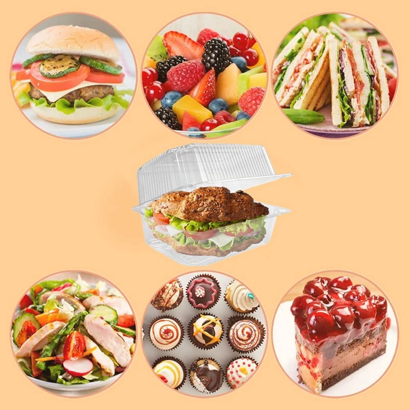 100 Pieces Cake Slice Boxes Individual, Cake Boxes For Portions, 7.3 Inch Food Takeaway Containers For Muffin,Salad