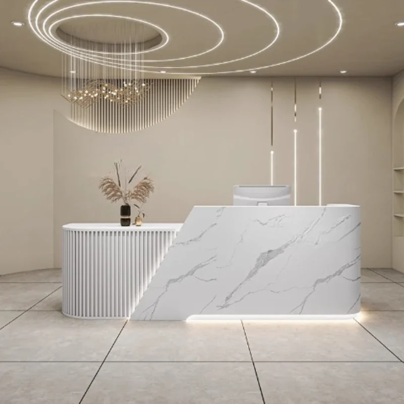 Beauty Salon Reception Desks Counter Bar Front Lectern L- Shape Cashier Reception Center Office Schreibtisch Furniture Counter