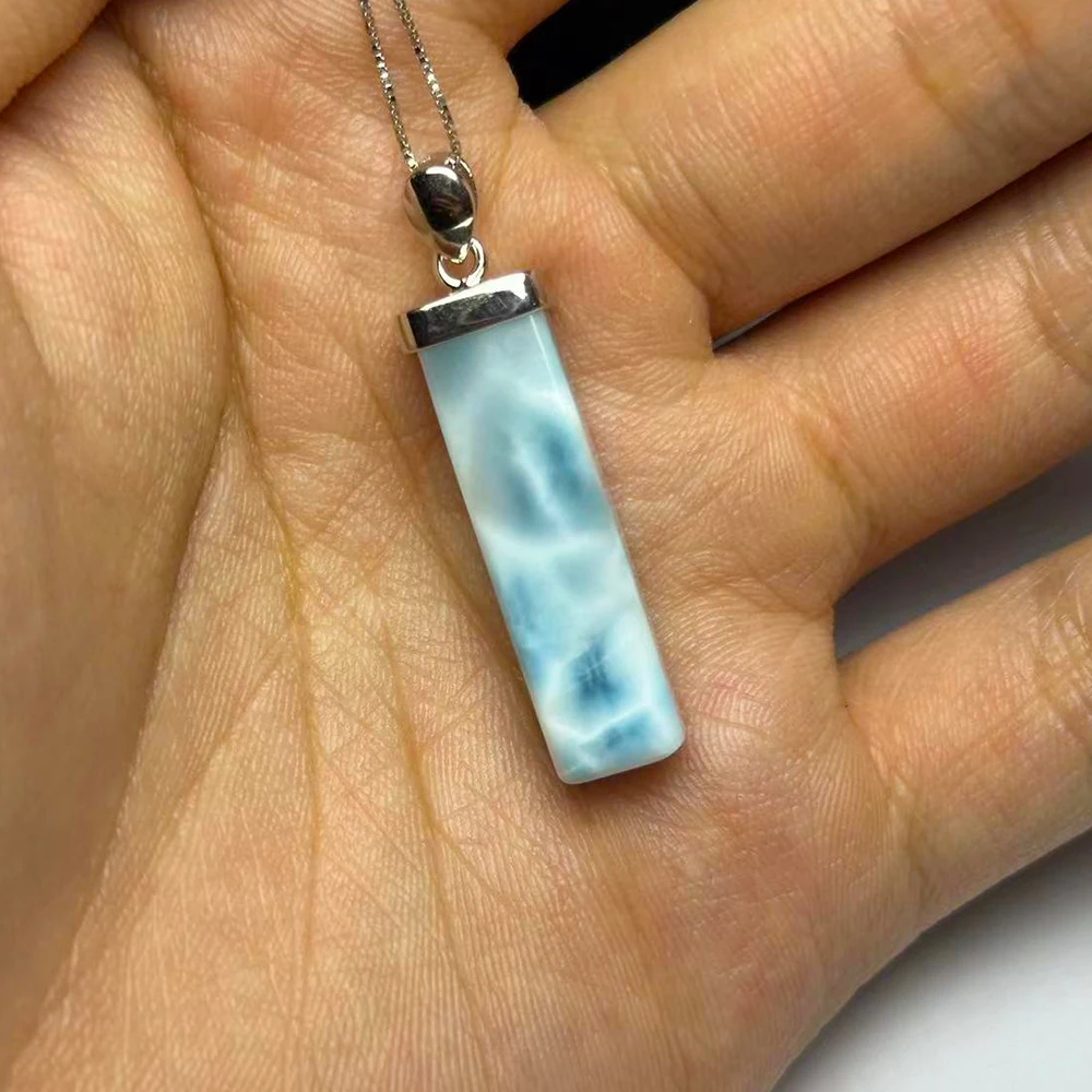 Larimar Blue Natural Gem Men Women Rectangular Rectangular