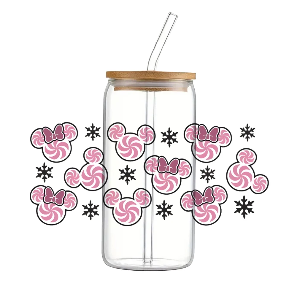 thumbnail image 1 of Pegatinas de transferencia UV DTF de Mickey Mouse con dibujos animados de Disney para Navidad, calcomanías de transferencia a prueba de agua para envolver vasos de vidrio de 16 oz, 1 of 5