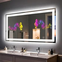 50/60/100/120CM LED Bathroom Mirror with Bluetooth Speaker 3 Colors Dimmable Tempered Glass Waterproof Backlight Vanity Mirror