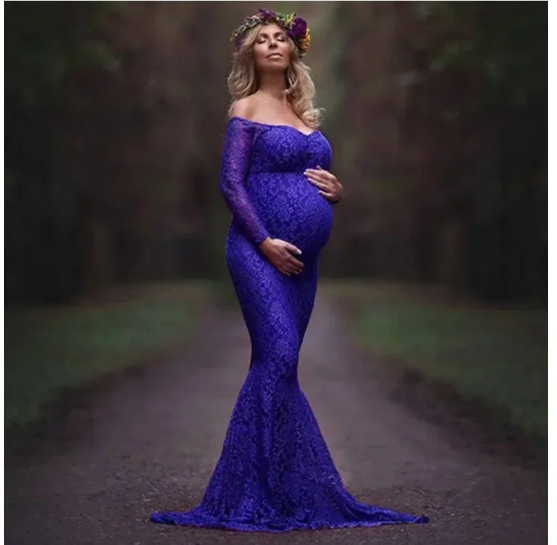 

Maternity photography props maxi Pregnancy Clothes Lace Maternity Dress Fancy shooting photo summer pregnant dress S-3XL