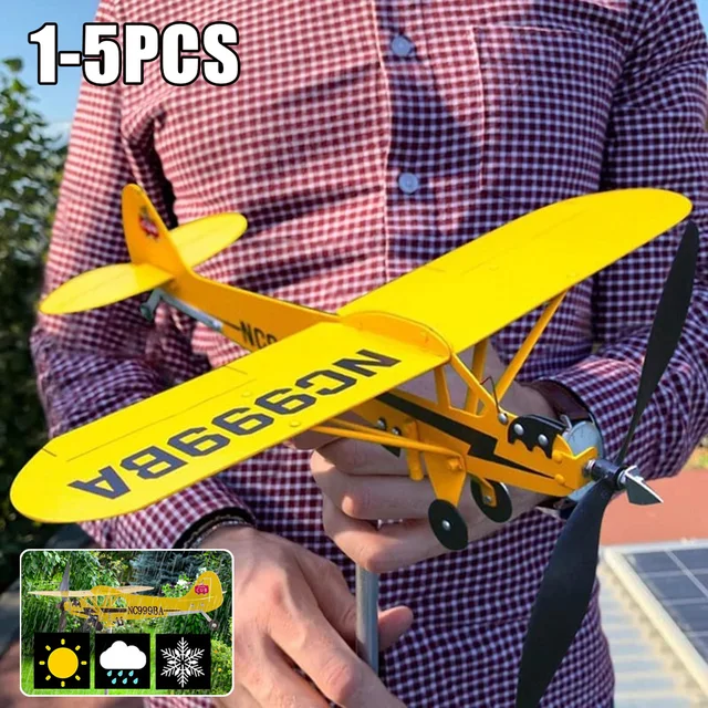 Repülőgép Időjárási Lapátos Piper J3 Cub Wind Fonó Tartós Fém Szélmalom Időjárás Lapát Kültéri Kerti Dekoráció