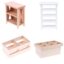 

New Dollhouse Furniture Fruit Sale Shelves Miniature Wooden Vegetable Fruit Rack Kids Pretend Toy 1:12 Dollhouse Accessories