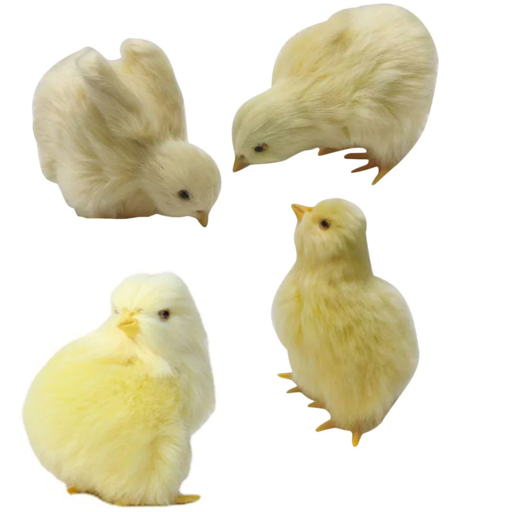 

4 Pcs Simulation Table Ornament Delicate Chick Adornment Figure Desktop Novel Decor Plush Model Housewarming Gift Decors