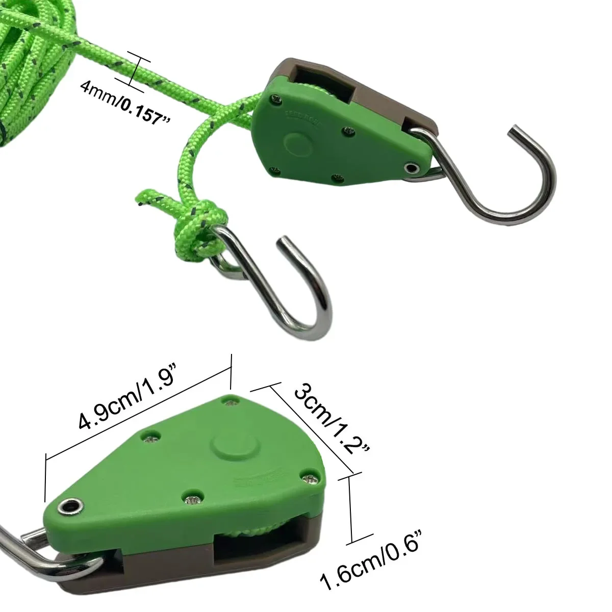 6pcs 4mm Camping Awning Wind Rope Tent Hook tension Rope Fastener Fixed Buckle Pulley Tensioner Ratchet Hangers