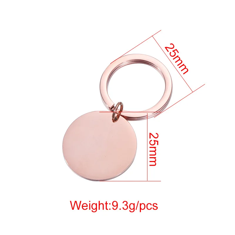 5Pcs/Lot 25mm Round Disc Blank Mirror Polished Stainless Steel Keychain For DIY  Women's Men's Fashion