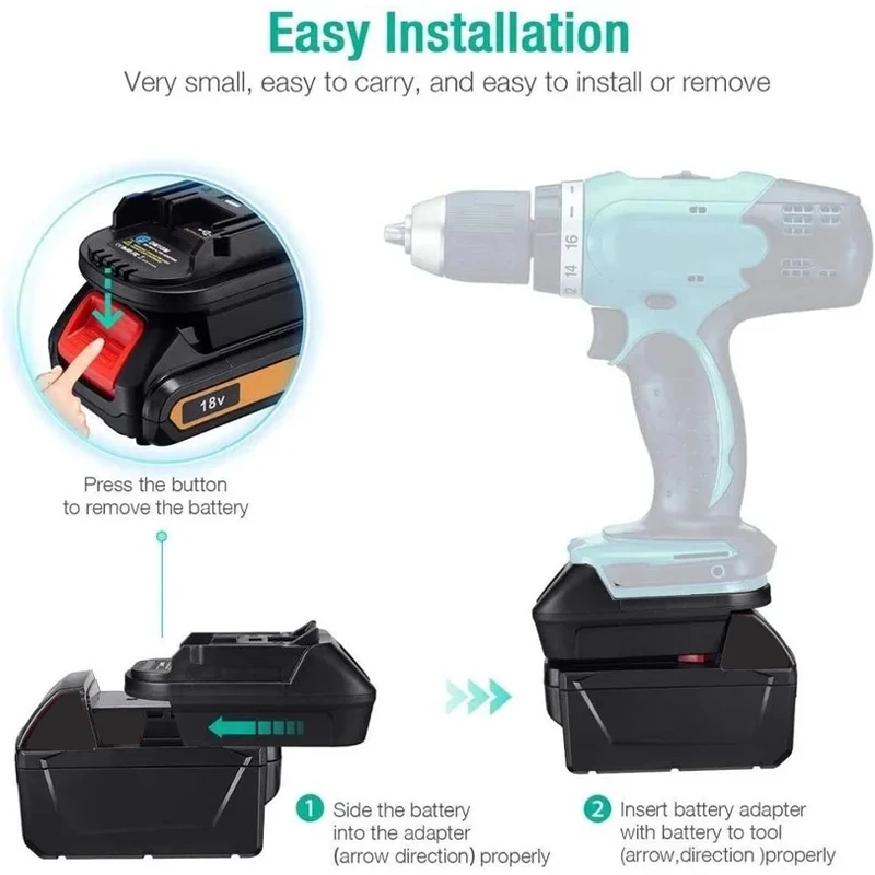 Akku-Adapter Dewalt/Milwaukee Zu Makita - USB-Ladung Für 18V/20V Elektrowerkzeuge