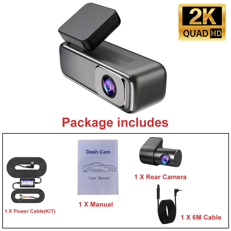 מצלמת רכב WiFi Dash Cam עם אפליקציה, מקליט DVR לרכב, ראיית לילה מדהימה, מצב חניה 24 שעות, הקלטת לולאה, חיישן G