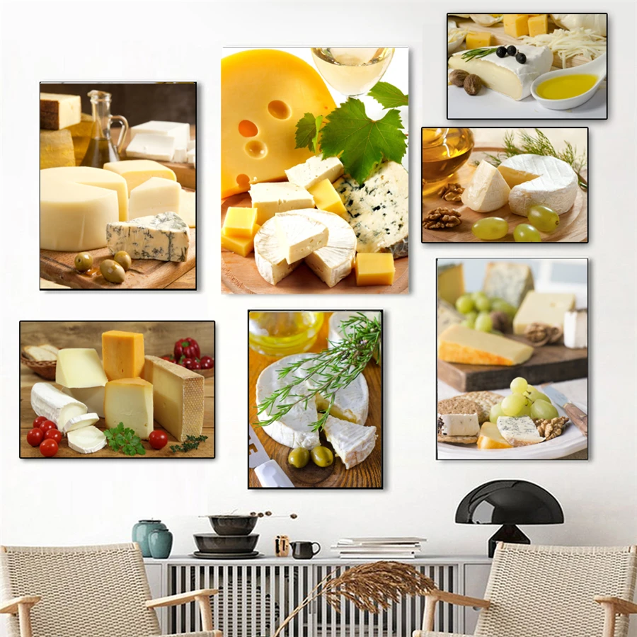 

Cheese Fruit Modern Photography Poster Canvas Painting Kitchen Wall Art Decoration Food Prints Dining Room Restaurant Pictures