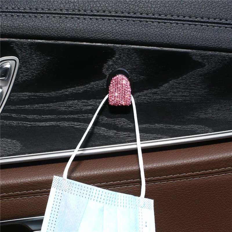 Car Hooks Car Seat Hook Car Seat Hooks Car Cargo Net Hook 1Pcs Mini Bling Crystal Rhinestone Car Mounted Hooks Clip For Decorations Door Key Hanging Groceries Bag Home Wall