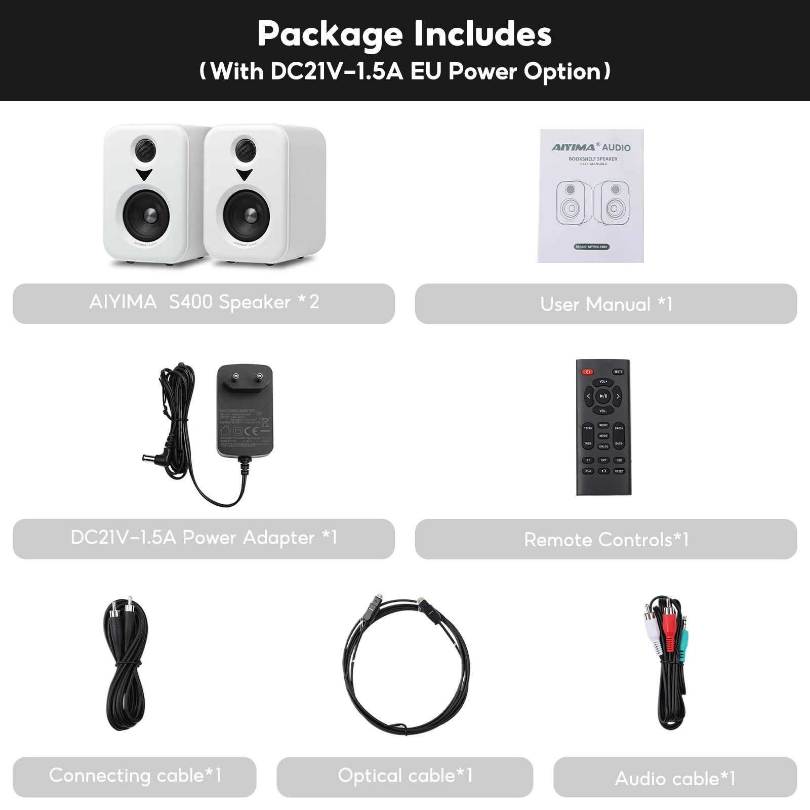 AIYIMA S400 【更新モデル 】アクティブスピーカー AIYIMA アップグレード S400 オーディオ ブックシェルフ