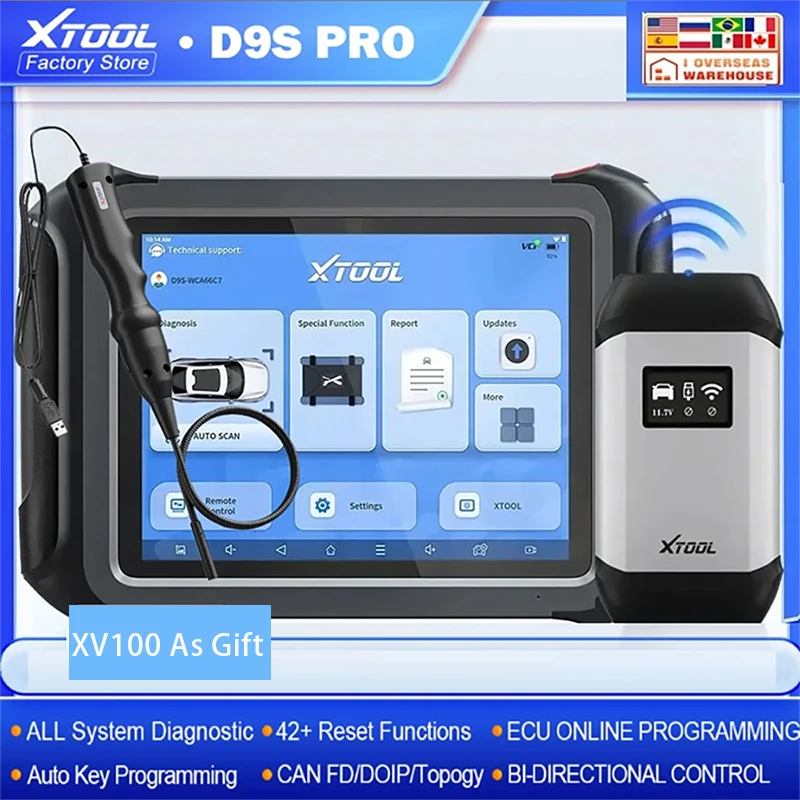 XTOOL D9S Pro Upgraded of D9Pro Car Diagnostic Tools ECU Programming Coding Key Programmer Topology Map Active Test CAN FD DoIP