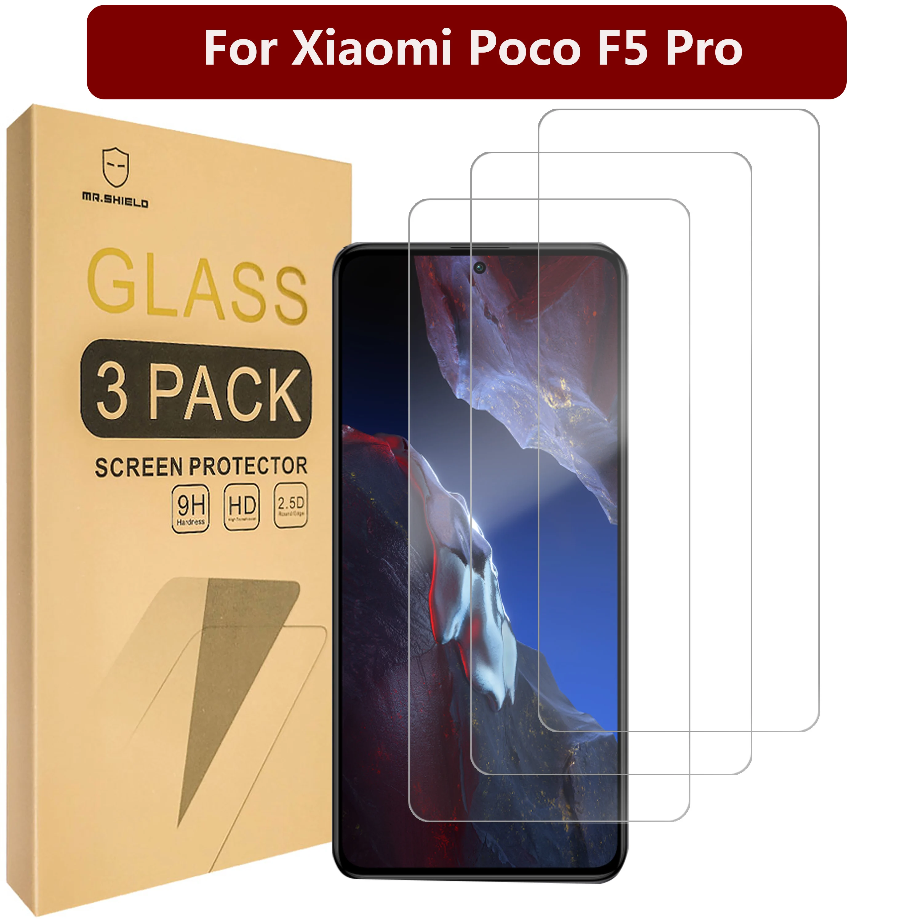 

Mr.Shield [3-Pack] Screen Protector For Xiaomi Poco F5 Pro [Tempered Glass] [Japan Glass with 9H Hardness] Screen Protector