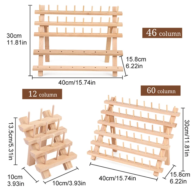 Folding Sewing Thread Holder Embroidery Organizer ,Wood Shelf Cone