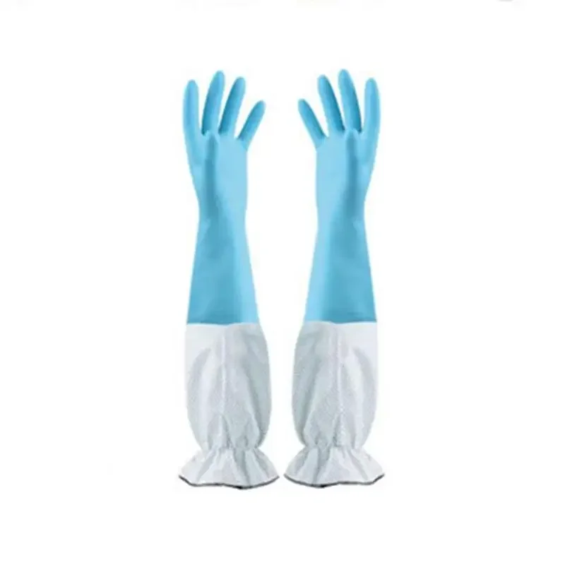 Description Picture 3 of itemWashing Dishwashing Cleaning Rubber Durable Household Long Thickening Women Gloves Sleeve Floral Waterproof Kit