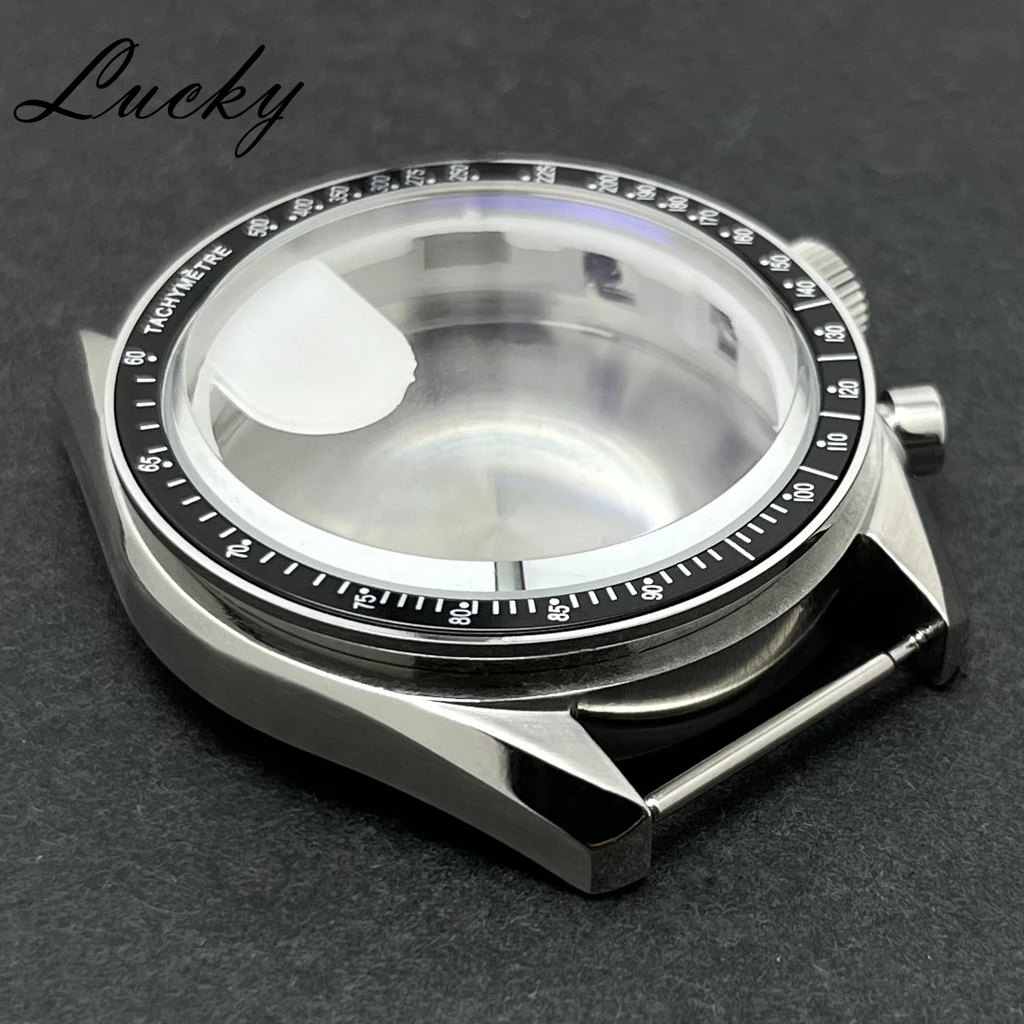 Moon Watch 39.7MM Case with High-Quality Moon Pattern Back Chronograph – Premium Watch Parts Accessories