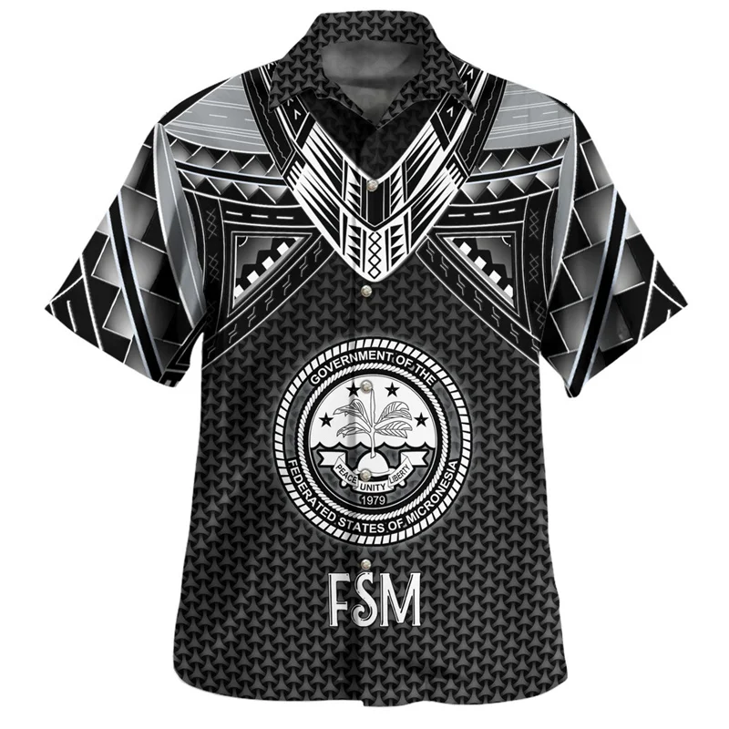 

Summer Harajuku 3D Federated States Of Micronesia Flag Tribal Printing Shirts FSM Coat Of Arm Emblem Printing Short Shirts Tops