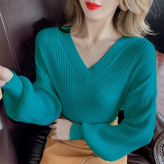 

Blue Fashion Women Sweater 2023 Coat Korean Lady Pullover Trend Woman Tops Loose Women's Sweater Winter Clothes Girl Suéter