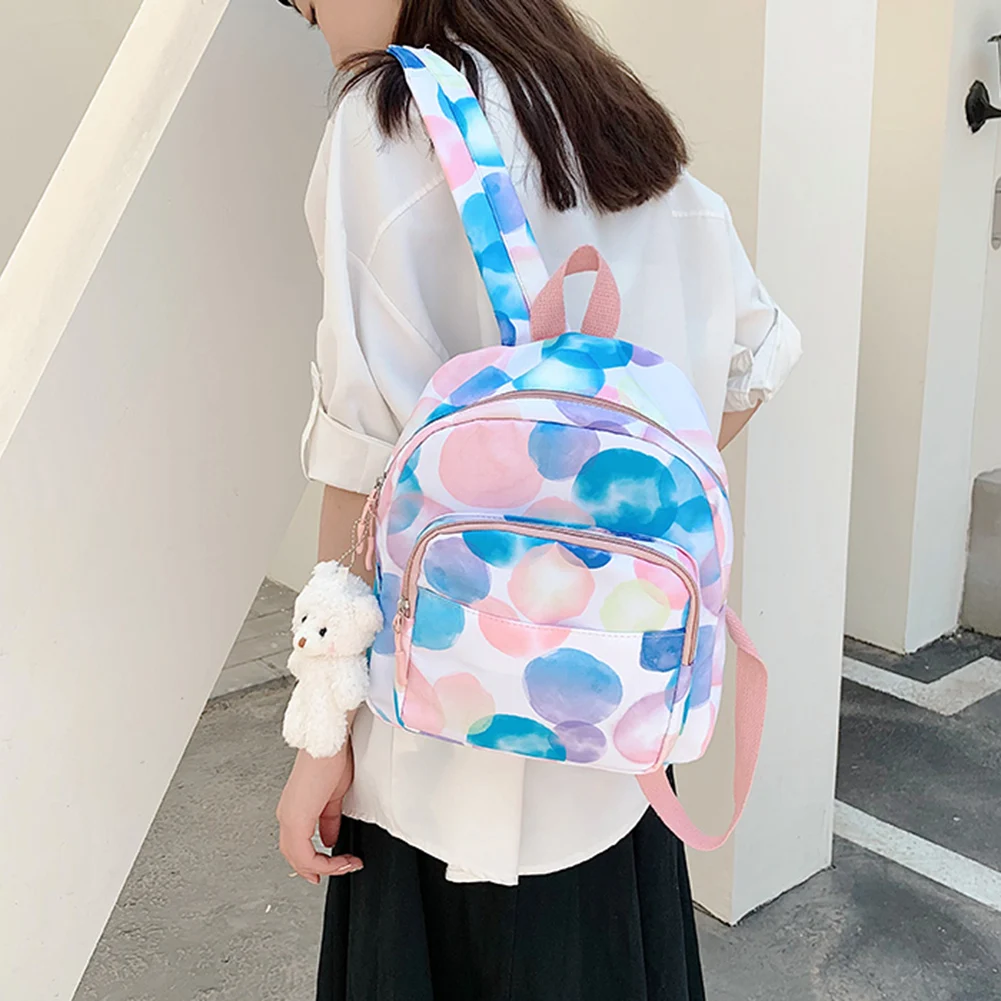 

Повседневный нейлоновый мини-рюкзак для женщин, маленькие студенческие сумки для книг, школьные ранцы для девочек-подростков, Женский Повседневный дорожный ранец с принтом