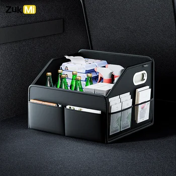 ZukMi Premium Leather Foldable Car Trunk Organizer 22.5L 1