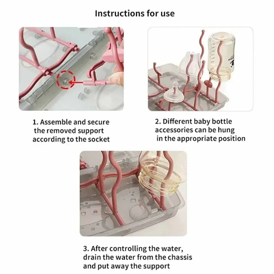 Baby Bottle Drying Rack Dustproof Detachable Multi Functional Folding Dry Rack for Pacifier Drying Portable Storage Box